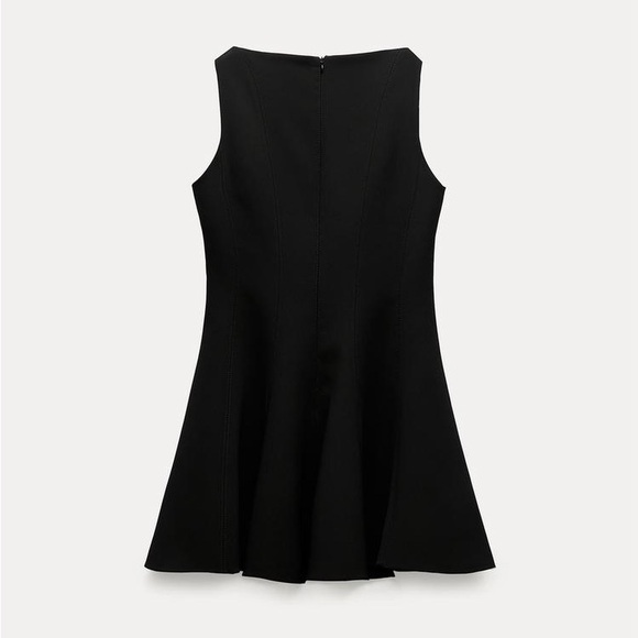ZARA ZW Collection Black Skater Dress Flounce Hem LBD 4043/041 Size XS $149 - Picture 5 of 16